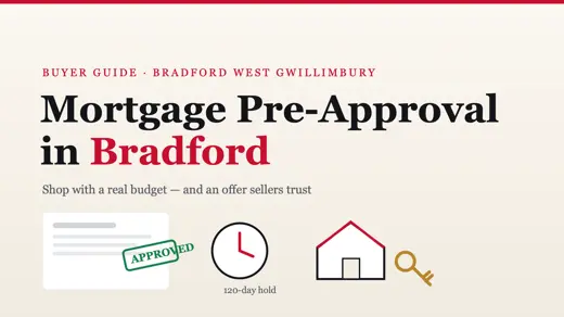Mortgage pre-approval in Bradford, Ontario — approved document, 120-day rate hold and new home